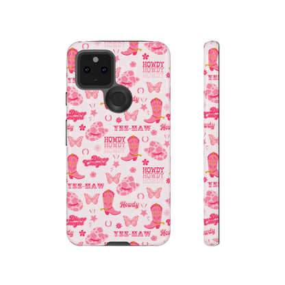 Coquette Cowgirl Tough Phone Case, Cowgirl Disco Phone Case, Girly Western Phone Cover, Rodeo Phone Case, Pink Western iPhone Case